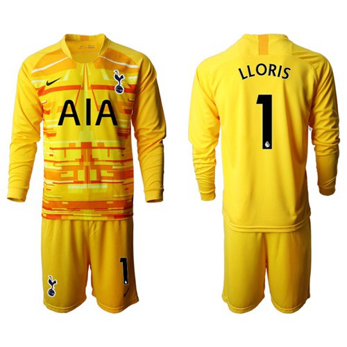 Tottenham Hotspur #1 Lloris Yellow Goalkeeper Long Sleeves Soccer Club Jersey Tottenham Hotspur #1 Lloris Yellow Goalkeeper Long Sleeves Soccer Club Jersey