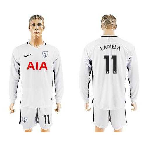Tottenham Hotspur #11 Lamela Home Long Sleeves Soccer Club Jersey Tottenham Hotspur #11 Lamela Home Long Sleeves Soccer Club Jersey