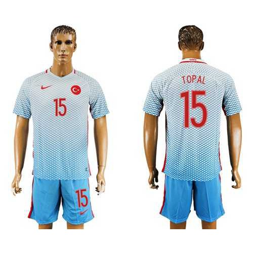 Turkey #15 Topal Away Soccer Country Jersey Turkey #15 Topal Away Soccer Country Jersey