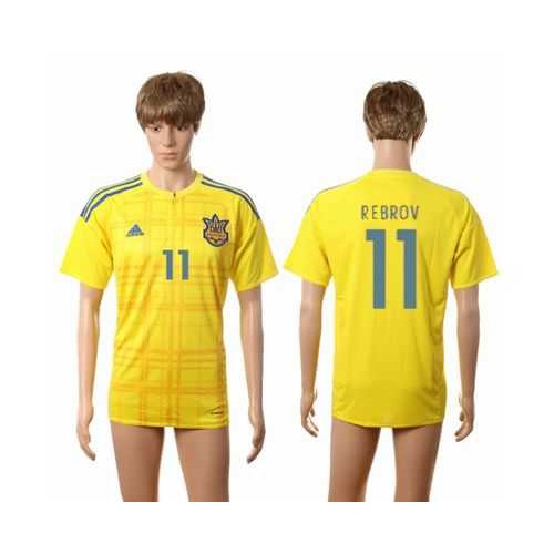 Ukraine #11 Rebrov Home Soccer Country Jersey Ukraine #11 Rebrov Home Soccer Country Jersey