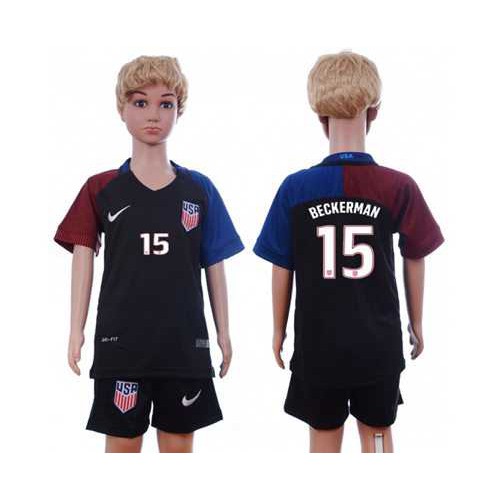 USA #15 Beckerman Away Kid Soccer Country Jersey USA #15 Beckerman Away Kid Soccer Country Jersey