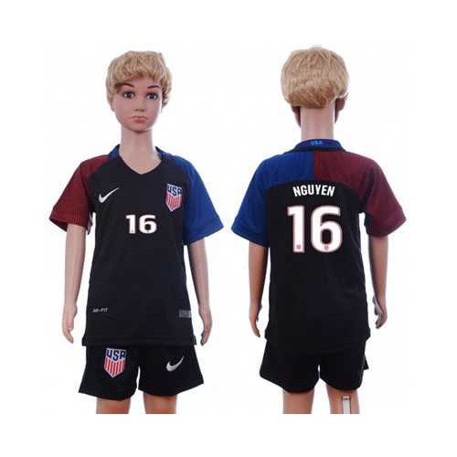 USA #16 Nguyen Away Kid Soccer Country Jersey USA #16 Nguyen Away Kid Soccer Country Jersey