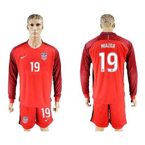 USA #19 Miazga Away Long Sleeves Soccer Country Jersey USA #19 Miazga Away Long Sleeves Soccer Country Jersey
