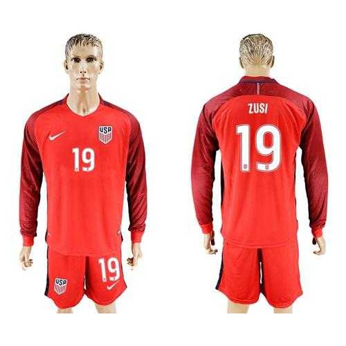USA #19 Zusi Away Long Sleeves Soccer Country Jersey USA #19 Zusi Away Long Sleeves Soccer Country Jersey