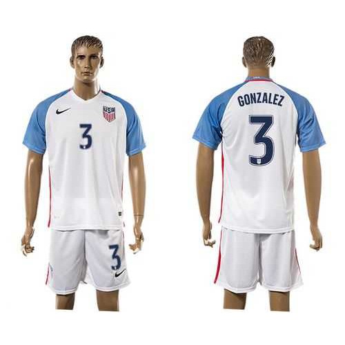 USA #3 Gonzalez Home Soccer Country Jersey USA #3 Gonzalez Home Soccer Country Jersey