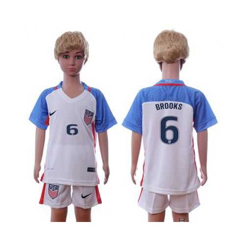 USA #6 Brooks Home Kid Soccer Country Jersey USA #6 Brooks Home Kid Soccer Country Jersey