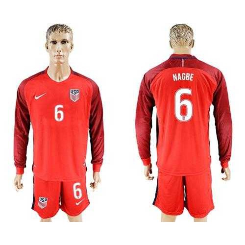 USA #6 Nagbe Away Long Sleeves Soccer Country Jersey USA #6 Nagbe Away Long Sleeves Soccer Country Jersey