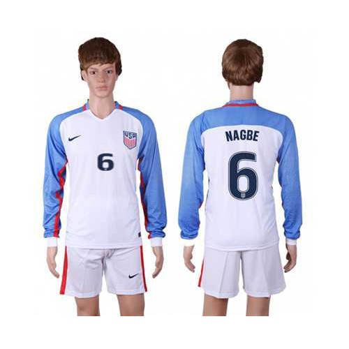 USA #6 Nagbe Home Long Sleeves Soccer Country Jersey USA #6 Nagbe Home Long Sleeves Soccer Country Jersey