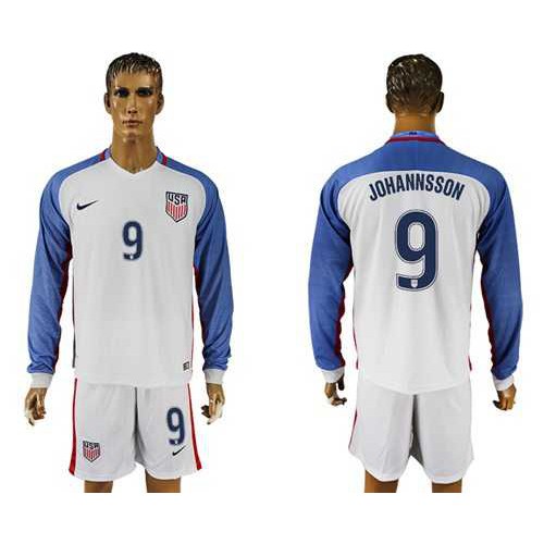 USA #9 Johannsson Home Long Sleeves Soccer Country Jersey USA #9 Johannsson Home Long Sleeves Soccer Country Jersey