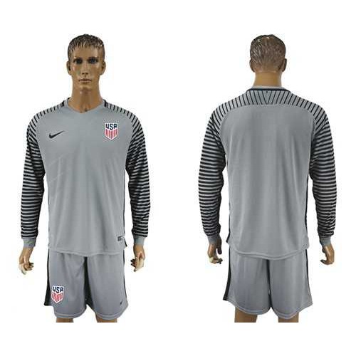 USA Blank Grey Goalkeeper Long Sleeves Soccer Country Jersey USA Blank Grey Goalkeeper Long Sleeves Soccer Country Jersey