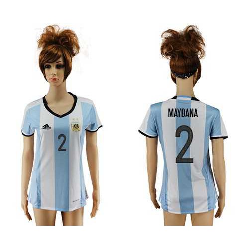 Womens Argentina #2 Maydana Home Soccer Country Jersey Womens Argentina #2 Maydana Home Soccer Country Jersey