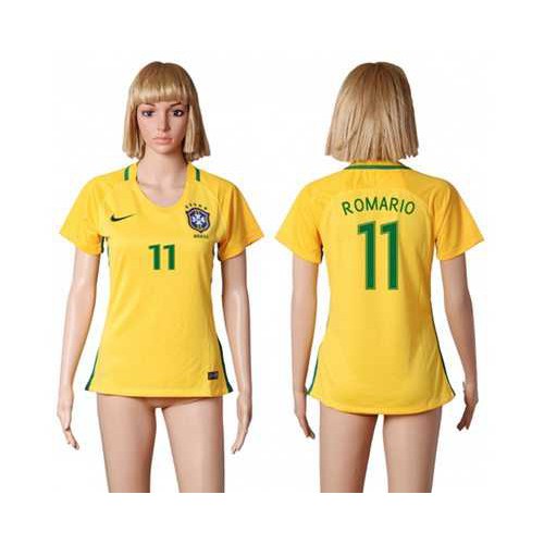 Womens Brazil #11 Romario Home Soccer Country Jersey Womens Brazil #11 Romario Home Soccer Country Jersey