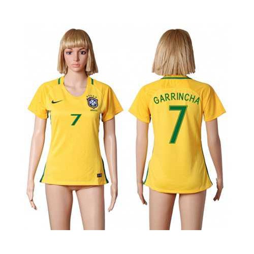 Womens Brazil #7 Garrincha Home Soccer Country Jersey Womens Brazil #7 Garrincha Home Soccer Country Jersey