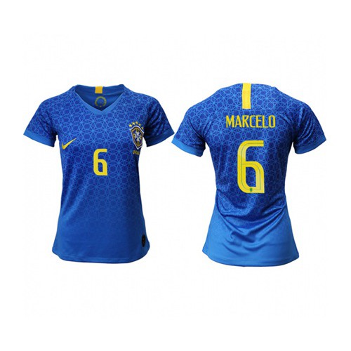 Womens Brazil #6 Marcelo Away Soccer Country Jersey Womens Brazil #6 Marcelo Away Soccer Country Jersey