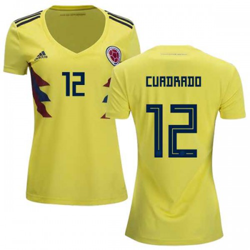 Womens Colombia #12 Cuadrado Home Soccer Country Jersey Womens Colombia #12 Cuadrado Home Soccer Country Jersey