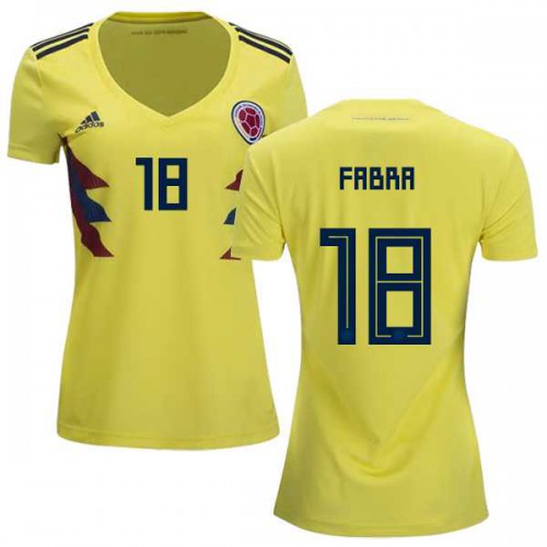 Womens Colombia #18 Fabra Home Soccer Country Jersey Womens Colombia #18 Fabra Home Soccer Country Jersey