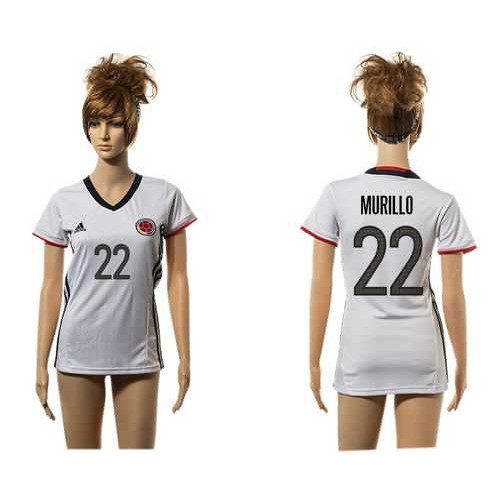 Womens Colombia #22 Murillo Away Soccer Country Jersey Womens Colombia #22 Murillo Away Soccer Country Jersey
