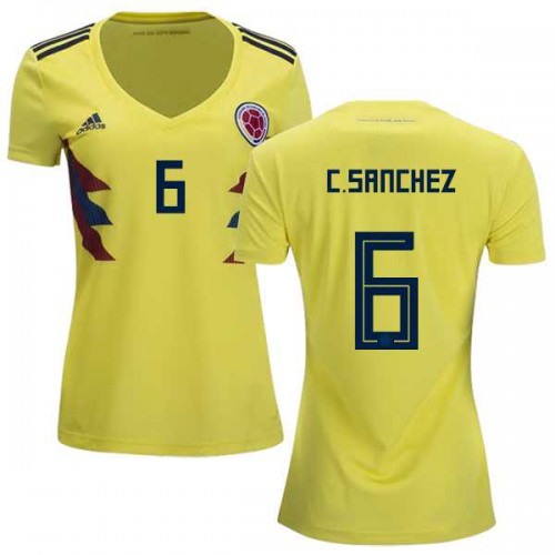 Womens Colombia #6 C.Sanchez Home Soccer Country Jersey Womens Colombia #6 C.Sanchez Home Soccer Country Jersey