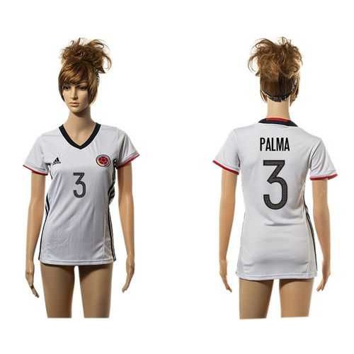 Womens Colombia #3 Palma Away Soccer Country Jersey Womens Colombia #3 Palma Away Soccer Country Jersey