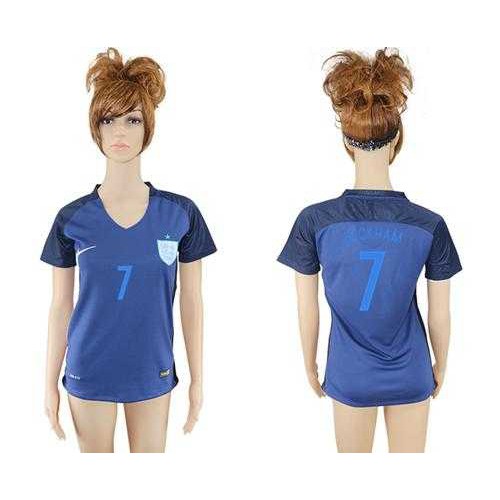 Womens England #7 Beckham Away Soccer Country Jersey Womens England #7 Beckham Away Soccer Country Jersey