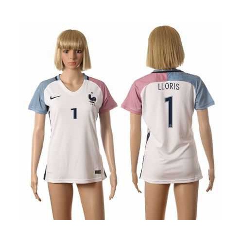 Womens France #1 LLORIS Away Soccer Country Jersey Womens France #1 LLORIS Away Soccer Country Jersey
