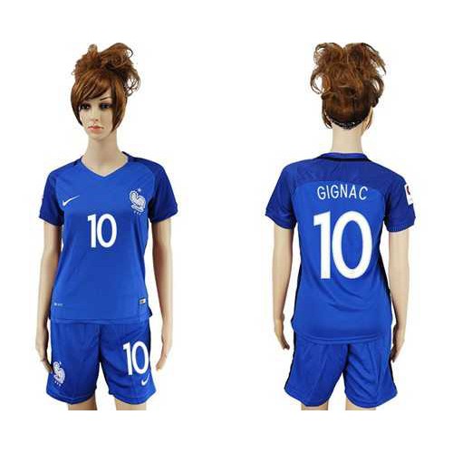 Womens France #10 Gignac Home Soccer Country Jersey Womens France #10 Gignac Home Soccer Country Jersey
