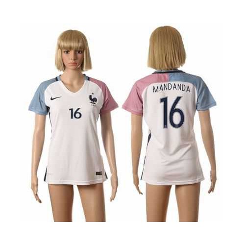 Womens France #16 Mandanda Away Away Soccer Country Jersey Womens France #16 Mandanda Away Away Soccer Country Jersey