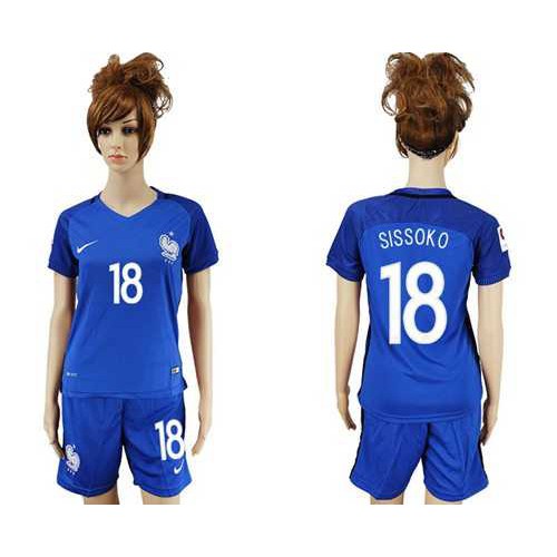 Womens France #18 Sissoko Home Soccer Country Jersey Womens France #18 Sissoko Home Soccer Country Jersey