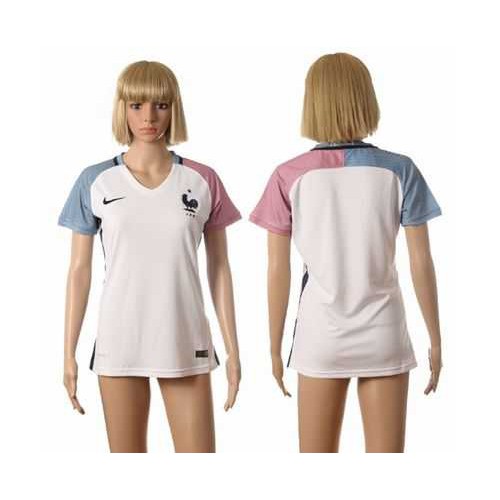 Womens France Blank Away Soccer Country Jersey Womens France Blank Away Soccer Country Jersey