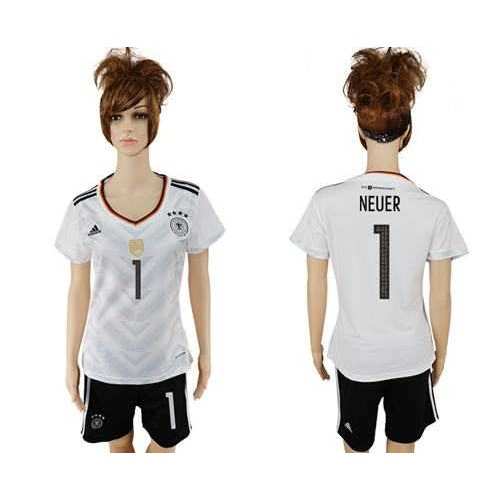 Womens Germany #1 Neuer White Home Soccer Country Jersey Womens Germany #1 Neuer White Home Soccer Country Jersey