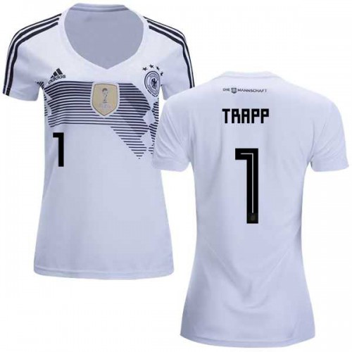 Womens Germany #1 Trapp White Home Soccer Country Jersey Womens Germany #1 Trapp White Home Soccer Country Jersey