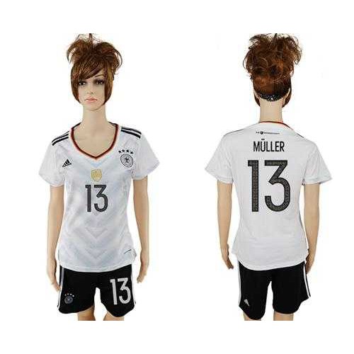 Womens Germany #13 Muller White Home Soccer Country Jersey Womens Germany #13 Muller White Home Soccer Country Jersey