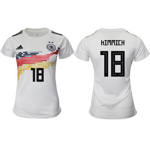 Womens Germany #18 Kimmich White Home Soccer Country Jersey Womens Germany #18 Kimmich White Home Soccer Country Jersey