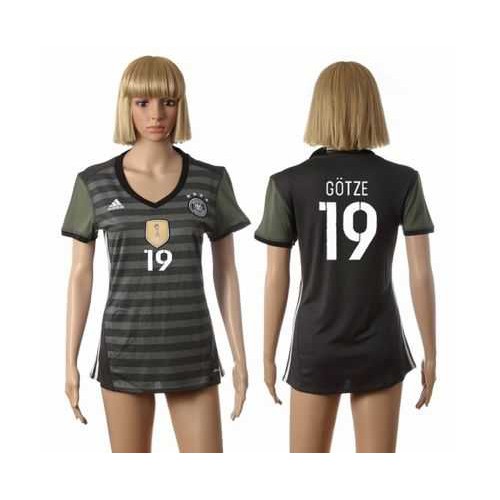 Womens Germany #19 Gotze Away Soccer Country Jersey Womens Germany #19 Gotze Away Soccer Country Jersey