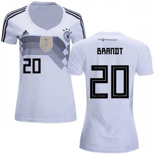 Womens Germany #20 Brandt White Home Soccer Country Jersey Womens Germany #20 Brandt White Home Soccer Country Jersey