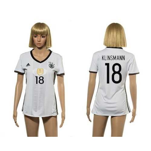 Womens Germany #18 Klinsmann White Home Soccer Country Jersey Womens Germany #18 Klinsmann White Home Soccer Country Jersey