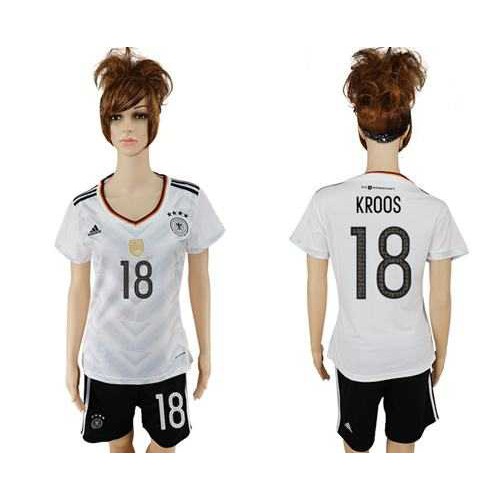 Womens Germany #18 Kroos White Home Soccer Country Jersey Womens Germany #18 Kroos White Home Soccer Country Jersey