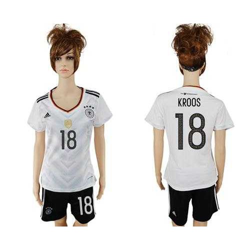 Womens Germany #18 Kroos White Home Soccer Country Jersey Womens Germany #18 Kroos White Home Soccer Country Jersey