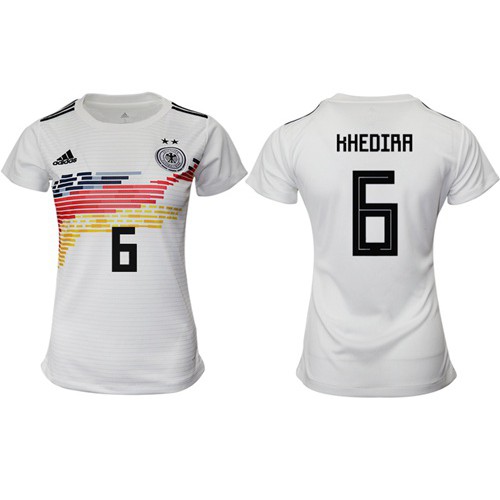 Womens Germany #6 Khedira White Home Soccer Country Jersey Womens Germany #6 Khedira White Home Soccer Country Jersey