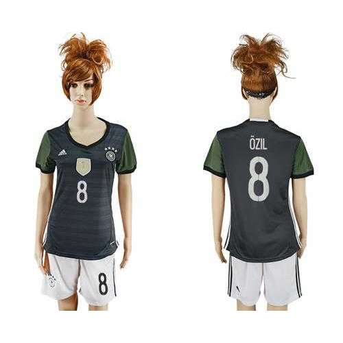 Womens Germany #8 Ozil Away Soccer Country Jersey Womens Germany #8 Ozil Away Soccer Country Jersey