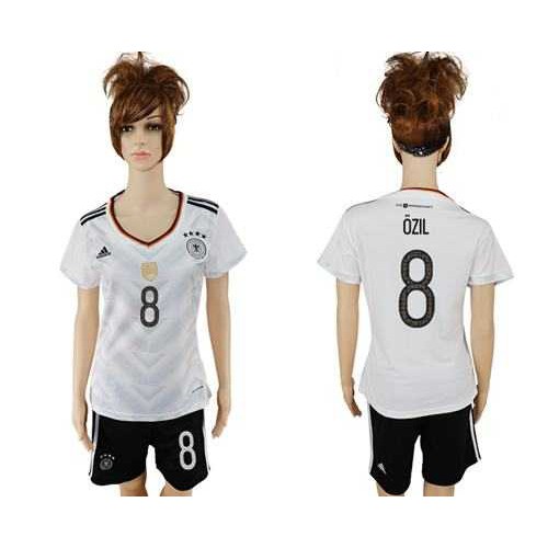 Womens Germany #8 Ozil White Home Soccer Country Jersey Womens Germany #8 Ozil White Home Soccer Country Jersey