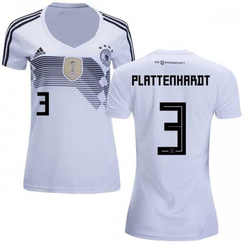 Womens Germany #3 Plattenhardt White Home Soccer Country Jersey Womens Germany #3 Plattenhardt White Home Soccer Country Jersey