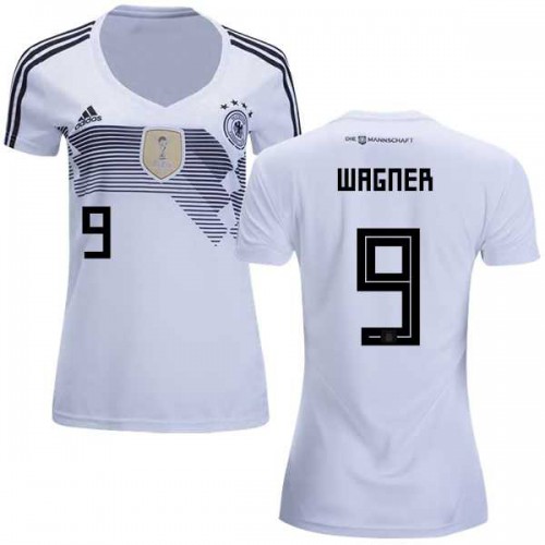 Womens Germany #9 Wagner White Home Soccer Country Jersey Womens Germany #9 Wagner White Home Soccer Country Jersey