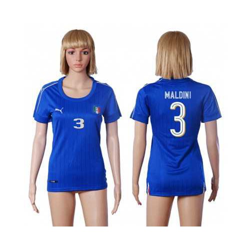 Womens Italy #3 Maldini Home Soccer Country Jersey Womens Italy #3 Maldini Home Soccer Country Jersey