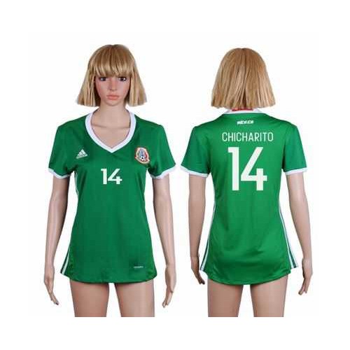 Womens Mexico #14 Chicharito Home Soccer Country Jersey Womens Mexico #14 Chicharito Home Soccer Country Jersey