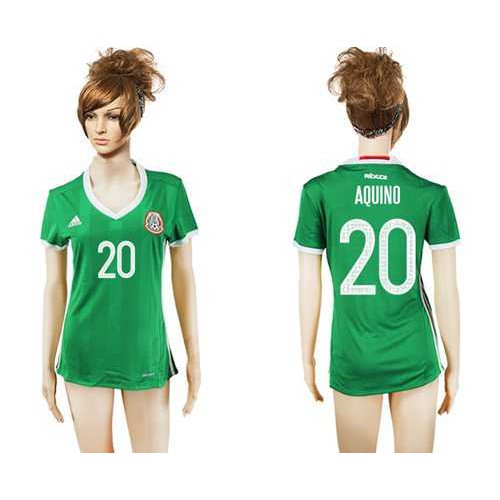 Womens Mexico #20 Aquino Home Soccer Country Jersey Womens Mexico #20 Aquino Home Soccer Country Jersey