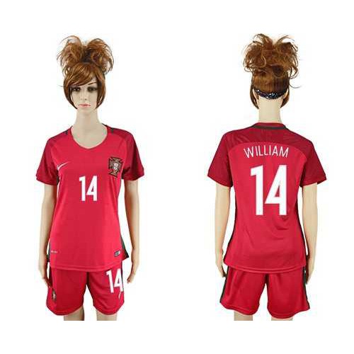 Womens Portugal #14 William Home Soccer Country Jersey Womens Portugal #14 William Home Soccer Country Jersey