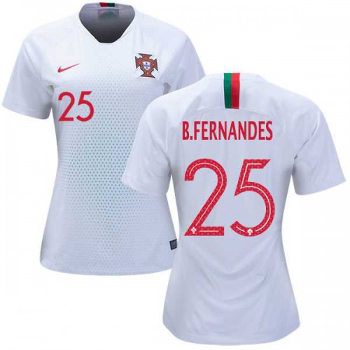 Womens Portugal #25 B.Fernandes Away Soccer Country Jersey Womens Portugal #25 B.Fernandes Away Soccer Country Jersey