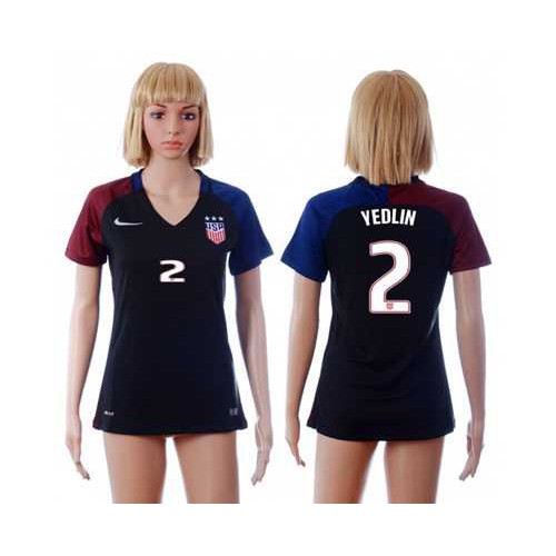 Womens USA #2 Yedlin Away Soccer Country Jersey Womens USA #2 Yedlin Away Soccer Country Jersey
