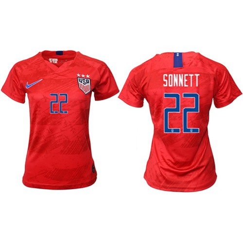 Womens USA #22 Sonnett Away Soccer Country Jersey Womens USA #22 Sonnett Away Soccer Country Jersey